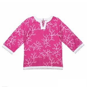 Lily Pulitzer Girl Pink Coral Me Crazy Tunic Top 5 Coastal Preppy Colorful Beach